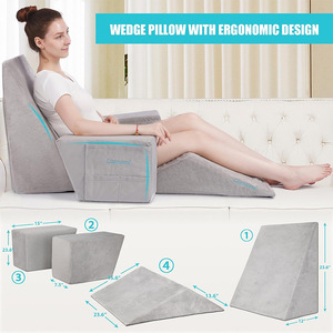 Du Babo Orthopedic Bed <b>Wedge</b> Pillow <b>Set</b> Memory Foam Triangle Shape Pain Relief Cushions For Leg Support And Postoperative - Product Image 2