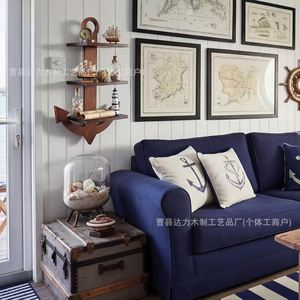 Wooden Anchor Shaped <b>Wall</b> Shelf 3 Tier Multi Layer <b>Storage</b> Rack For Living Room Bedroom Nautical Style - Product Image 3