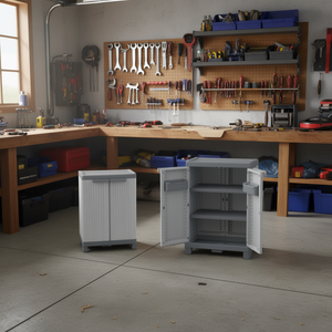 Armoire à double compartiment Ttake 70x43.8x97.6 cm gris clair gris foncé, armoire de rangement pour outils - Product Image 3