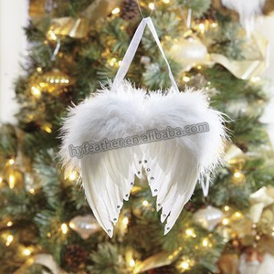 Verde Mini piuma ali d'angelo per artigianato fai da te bianco appeso albero di natale festa decorazione per la casa ornamenti per bambini decorazioni - Product Image 3