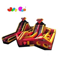 Jeu sportif interactif gonflable avec toboggan, parcours d'obstacles gonflable à vendre