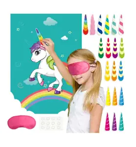 Pin The Horn on Unicorn Birthday Party Game con 24 corna per forniture per feste di unicorno decorazioni per feste arcobaleno per ragazze di compleanno per bambini