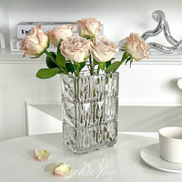 Vase en verre cristal simple style Ins, vente en gros, pour arrangement floral hydroponique de salon, décoration au design raffiné