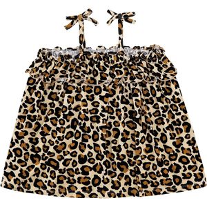 Camisola Personalizada para Bebés Niñas con Estampado de Leopardo, Tirantes Finos, Volantes, Viscosa y Algodón, 3-24 Meses - Product Image 1