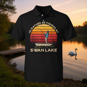 Preferiría estar pescando en Swan Lake, camiseta unisex para adultos, talla M, color negro - Product Image 3