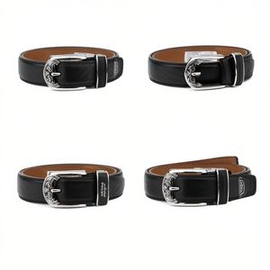 Cinturón de Cuero Genuino Angelina de 3.5cm X 100cm con Hebilla Plateada, Estilo Occidental, Accesorio de Moda Casual para Hombre y Mujer - Product Image 4