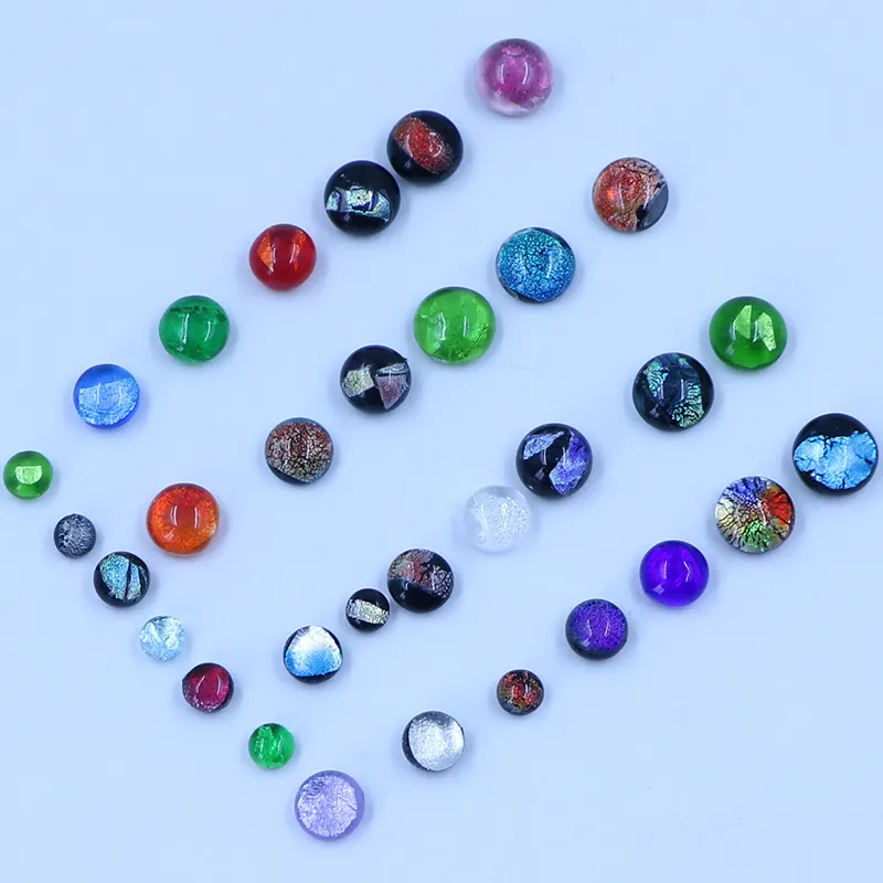 New Arrival Wholesale Handmade Murano Lampwork Flat Back Dichroic Glass Cabochon For Jewelry