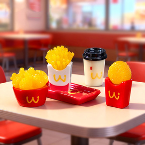 Figurines en résine miniatures de poulet frit, frites et tasses à café, accessoires de cuisine pour maison de poupée DIY, vente chaude - Product Image 2