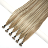 Extensiones de Cabello Humano Liso con Anillo Nano, 12-24 Pulgadas, Doble Trama, Cabello Remy Ruso, Punta Nano, Micro-Link Blanqueado, Trama Individual