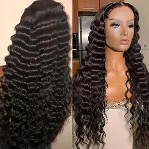 Pelucas de Cabello Humano Indio Virgen de Proveedor Mayorista, Peluca con Frente de Encaje, Ondas Profundas Sueltas para <span class=keywords><strong>Mujeres</strong></span> Negras - Product Image 2