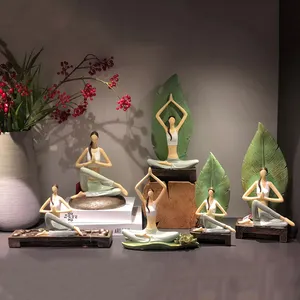 New Resin Yoga Art Decoration Ornaments Creative Sculpture Girl Table Decoration Sets