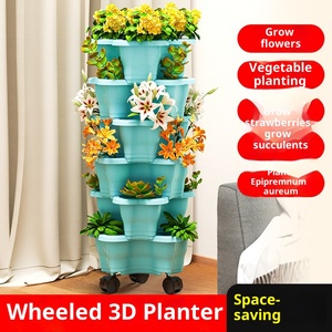 Macetero Vertical Apilable <span class=keywords><strong>de</strong></span> Múltiples Niveles P470-1, Macetero Vertical Reforzado con Ruedas, Resistente a la Presión, Maceta <span class=keywords><strong>de</strong></span> Flores <span class=keywords><strong>de</strong></span> Múltiples Niveles - Product Image 6