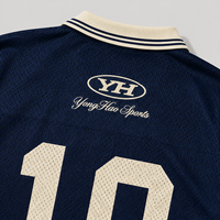 Fabricant de vêtements personnalisés OEM ODM, maillot de football en mesh pour homme, t-shirt à col polo, impression de numéro, streetwear rétro