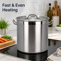 Marmite à soupe commerciale Smartpan en acier inoxydable 304 avec couvercle à double poignée, grande capacité, pour cantine et stockage d'eau, casseroles durables