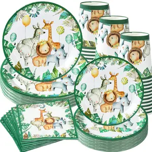 Microstar Custom Disposable Tableware Set Includes Party Paper Plates Cups Napkins Eco-Friendly Party Supplies Kits