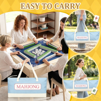 Ensemble de 3 sacs de rangement portables extra longs et imperméables pour Mahjong, avec porte-pièces, tapis et sac de rangement surdimensionné en polyester à fermeture éclair motif fleurs sauvages