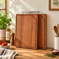 Planche à découper en Sapele massif, bloc de boucher en bois avec poignée en acier inoxydable pour la présentation de steaks et de grillades en restaurant
