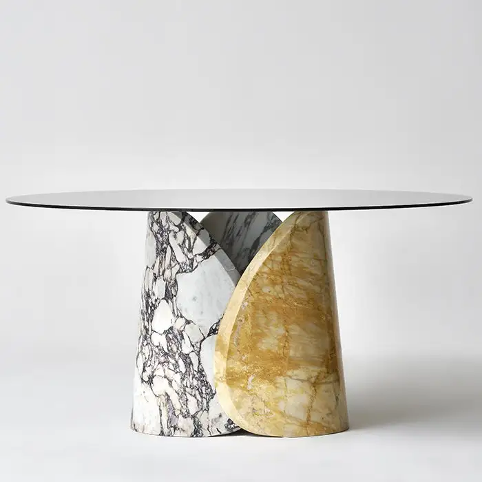 Mesas de centro de mármol modernas, mesa lateral de vidrio para sala de estar, diseño de muebles hechos a medida