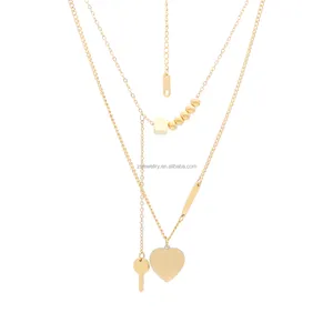 Girl Custom Stainless Steel Women Heart Shaped Fashion Design Jewelry Necklaces Dubai 5G Gold Plated Necklace