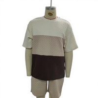 T-shirt pull color block pour homme à prix réduit - Coupe ample, manches courtes, col rond, haut décontracté d'été et ensemble short court pour homme