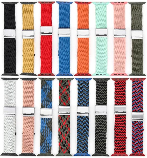 Hot Sale Multi-Color Nylon Sport Loop Elastic Adjustable Strap Watch Band with Buckle Fashionable Braided Watch Band