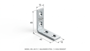 Conector de Metal Personalizado para Muebles de Hierro, Esquina 40X40X12, Recubierto de Zinc y Pintura en Polvo, para Armario, Guardarropa, Estante, Mesa - Product Image 3