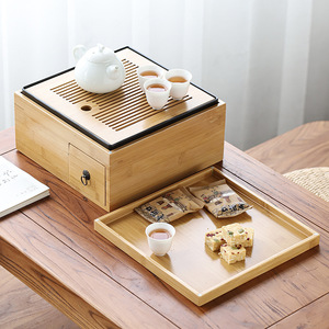 Japanese Style Multi Functional <b>Tea</b> Storage Box With Dry Brewing Tray Portable Kung Fu <b>Tea</b> <b>Set</b> For Household Afternoon <b>Tea</b> - Product Image 1