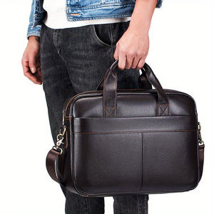 Mallette pour ordinateur portable en cuir imperméable pour hommes, sac à bandoulière de voyage pour documents - Product Image 3