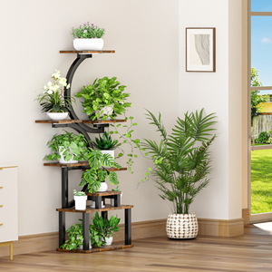 Soporte de plantas de interior de 8 niveles con 5 luces de cultivo, 10 niveles de atenuación gradual, tubo de acero metálico grueso y duradero de 0.8 mm para interiores - Product Image 1