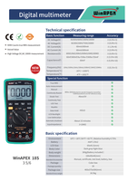 WinAPEX 18S Multimeter Digital Profesional AC/DC 2000V AC/DC 600mA 5999 Counts Auto Range True RMS Multimeter Fotovoltaik