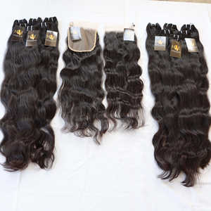 Paquets de cheveux humains vierges indiens bruts 4x4 5x5 6x6 fermeture à lacet frontale HD 13x4 13x6 360 fermeture à lacet frontale style à vague qualité 10A - Product Image 2