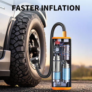 Pompe à air électrique portable et polyvalente pour les valves Schrader Presta et <span class=keywords><strong>Dunlop</strong></span> avec jeu d'adaptateurs pour gonfler les pneus de voiture - Product Image 2