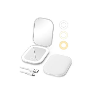 Espejo Compacto de Bolsillo Plegable de Viaje con Luz LED de Doble Cara y Aumento de 1X/10X, Interruptor Táctil con Logotipo Personalizado - Product Image 1
