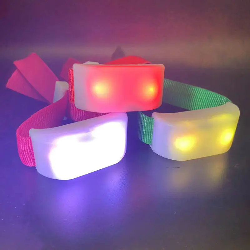 Event concert Nylon adjustable new buckle design remote sound activated led wristband