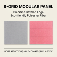 Panneau acoustique moderne en fibre de polyester 300x300mm, auto-adhésif, dalles murales insonorisantes NRC 0.9, ignifuge pour hôtel
