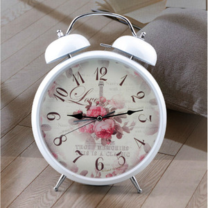 Rustic Style Metal Alarm <b>Clock</b> 8 Inch Double Bell Quartz Battery Powered Living Room Decor - Product Image 1