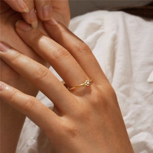Japanese and Korean Simple Zircon <b>Ring</b> Basic 18K Gold S925 Sterling Silver Niche Design Fashion <b>Thin</b> <b>Ring</b> - Product Image 2