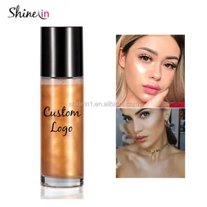 Cairan Glitter Populer Body Shimmer Oil Highlighter Lotion Pengaturan Makeup Body Oil Shimmer Spray untuk Tubuh