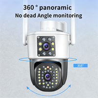 Caméra de sécurité extérieure à double objectif avec liaison 360° °   Caméra panoramique PTZ avec vision nocturne couleur, audio bidirectionnel, TUYA