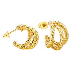 Pendientes de Aro de Acero Inoxidable al por Mayor para Mujer, Joyería de Moda Chapada en Oro de 18K, Pendientes en Forma de C Multicapa Retorcidos - Product Image 6