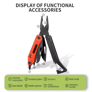 Alicates Multiherramienta de Supervivencia 9 en 1 de Aluminio y Acero para Exteriores, Pelacables Plegable con Funda de Nylon para Camping, Personalizable OEM - Product Image 3