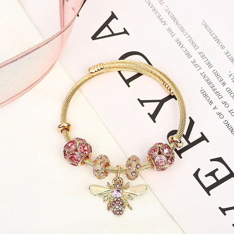 Y & Y สร้อยข้อมือลูกปัดคริสตัลหลากสี18K ชุบทองปรับได้แฟชั่น7สีสำหรับงานเลี้ยง