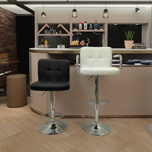 Bán buôn hiện đại PU Chrome Kim Loại Cơ Sở thanh phân chiều cao-điều chỉnh xoay tựa lưng thanh phân cho nhà bếp quán cà phê truy cập Phân - Product Image 1