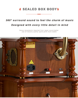 Platine vinyle rétro tout en un phonographe vintage pour LP avec corne en cuivre, haut-parleur intégré Aux-in/USB