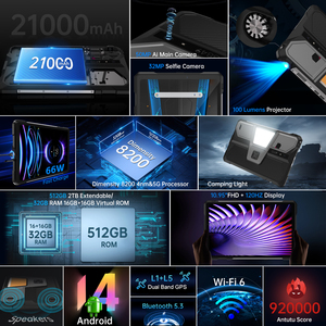 8849 Tank Pad Unihertz Rugged Máy Chiếu Máy Tính Bảng Điện Thoại Thông Minh 10.95 Inch 120Hz 32GB 512GB 21000MAh 32MP + 50MP 66W Điện Thoại Máy Tính Bảng - Product Image 2