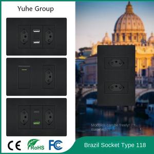 Brazilian standard PC <b>USB</b> wall socket, power socket panel, type 118 6-pin wall <b>plug</b> socket - Product Image 2