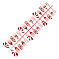 Faux ongles à presser motif flocon de neige de Noël, motif écossais, sapin et Père Noël, à coller avec languettes, kit de manucure