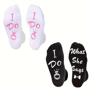 Cotton Couple Ring <strong>Socks</strong> Groom <strong>Bride</strong> Engagement Wedding Gift Mid-tube <strong>Socks</strong> Wholesale - Product Image 2