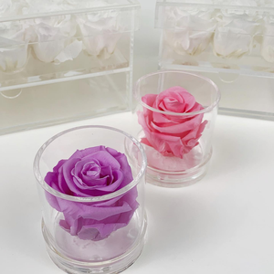 Lỗ duy nhất tùy chỉnh Acrylic Hộp Acrylic đẹp Rose Flower hộp tròn cho bảo quản hoa hồng - Product Image 1