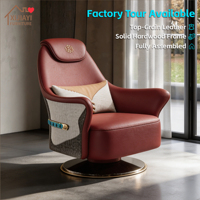Fauteuil d'appoint en cuir courbé moderne de luxe pour salon, villa, hall d'hôtel, club, couleur personnalisée, ensemble de 2 en bois massif
